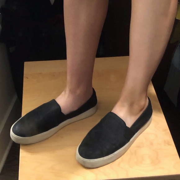 Vince Black Genuine Leather Slip On Sneakers - Picture 7 of 8